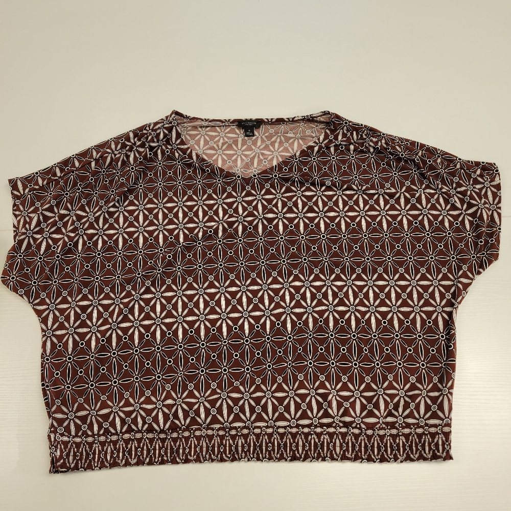 Ann Taylor Factory Dolman blouse with rouch band waist.